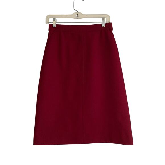 Vintage 80s Levis Maroon Red Dacron Polyester Office Straight Skirt Size XS - Picture 1 of 15
